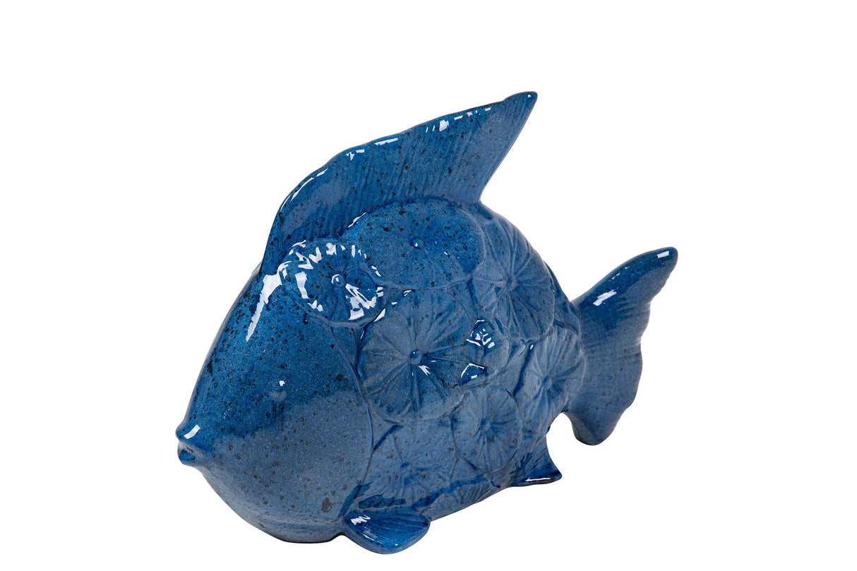 Poisson en céramique bleu Figure 30x24x10 cm