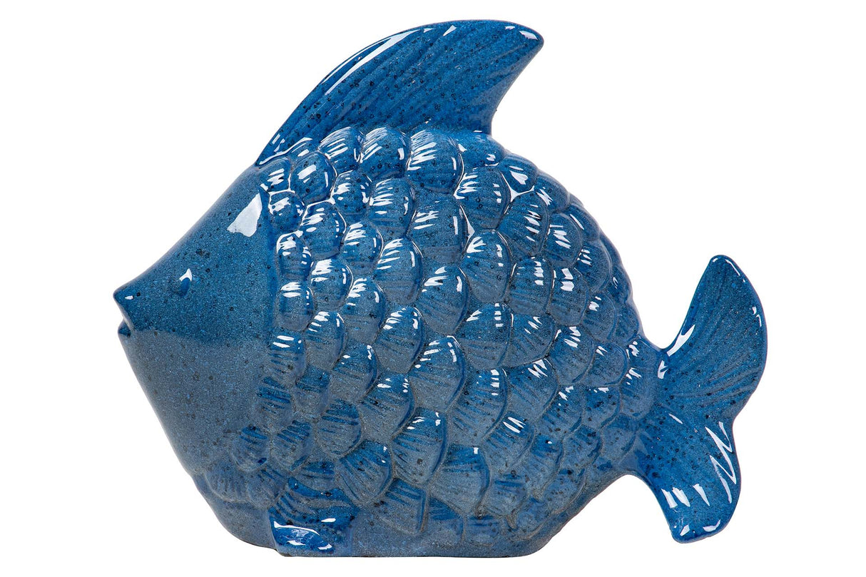 FIGURA PEZ CERAMICA AZUL 34x29x11 CM
