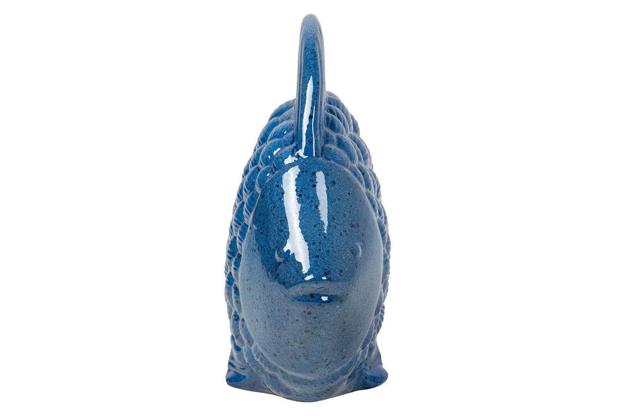 FIGURA PEZ CERAMICA AZUL 34x29x11 CM