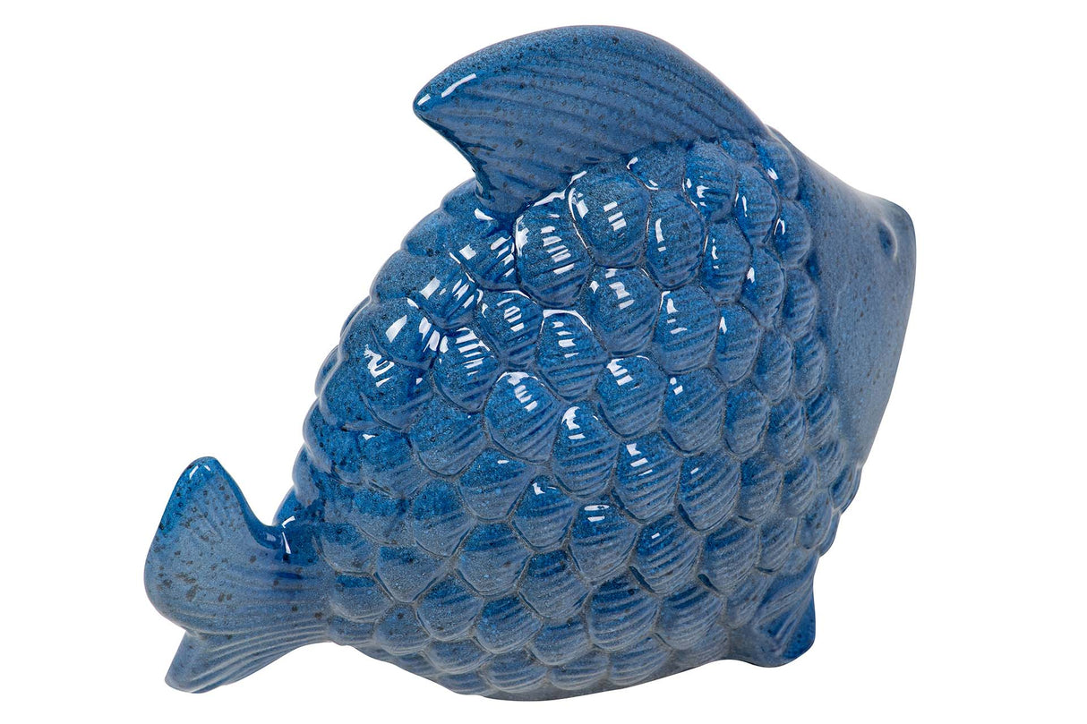 FIGURA PEZ CERAMICA AZUL 34x29x11 CM
