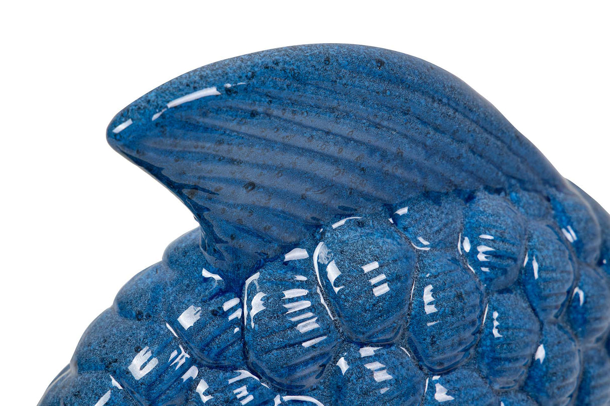 FIGURA PEZ CERAMICA AZUL 30x24x10 CM