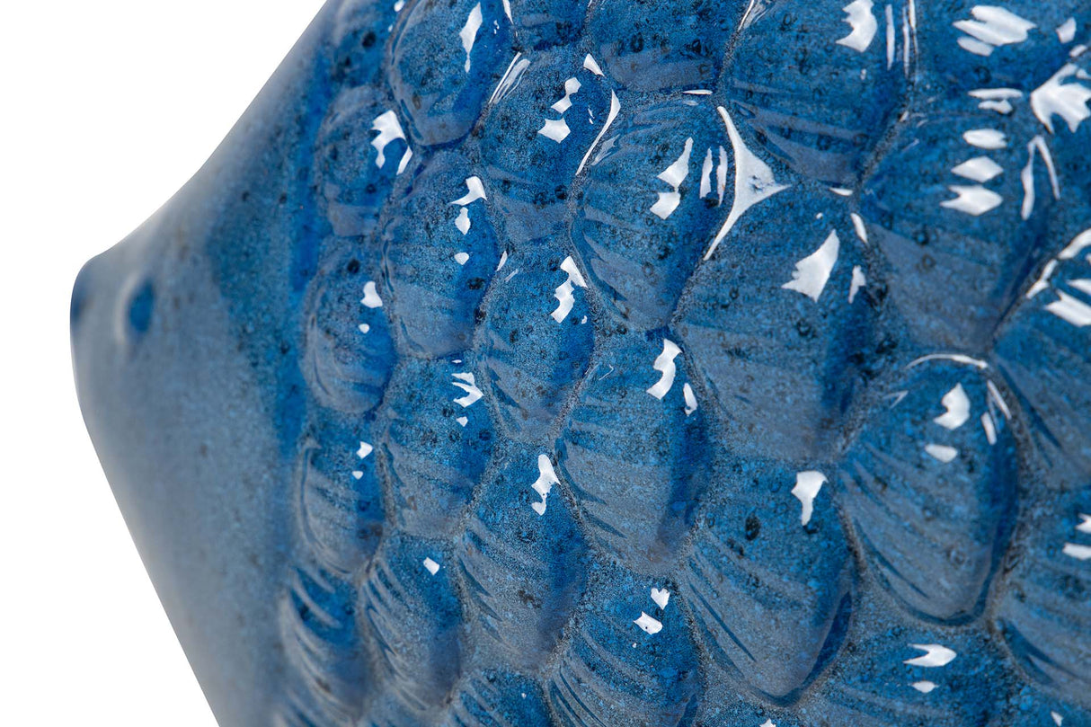 FIGURA PEZ CERAMICA AZUL 30x24x10 CM