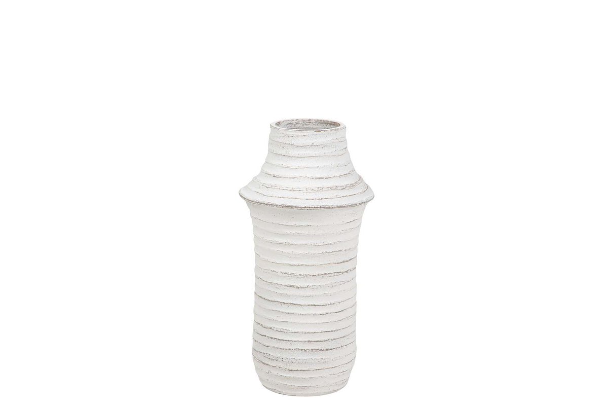 Vase en céramique blanc 19x19x40 cm