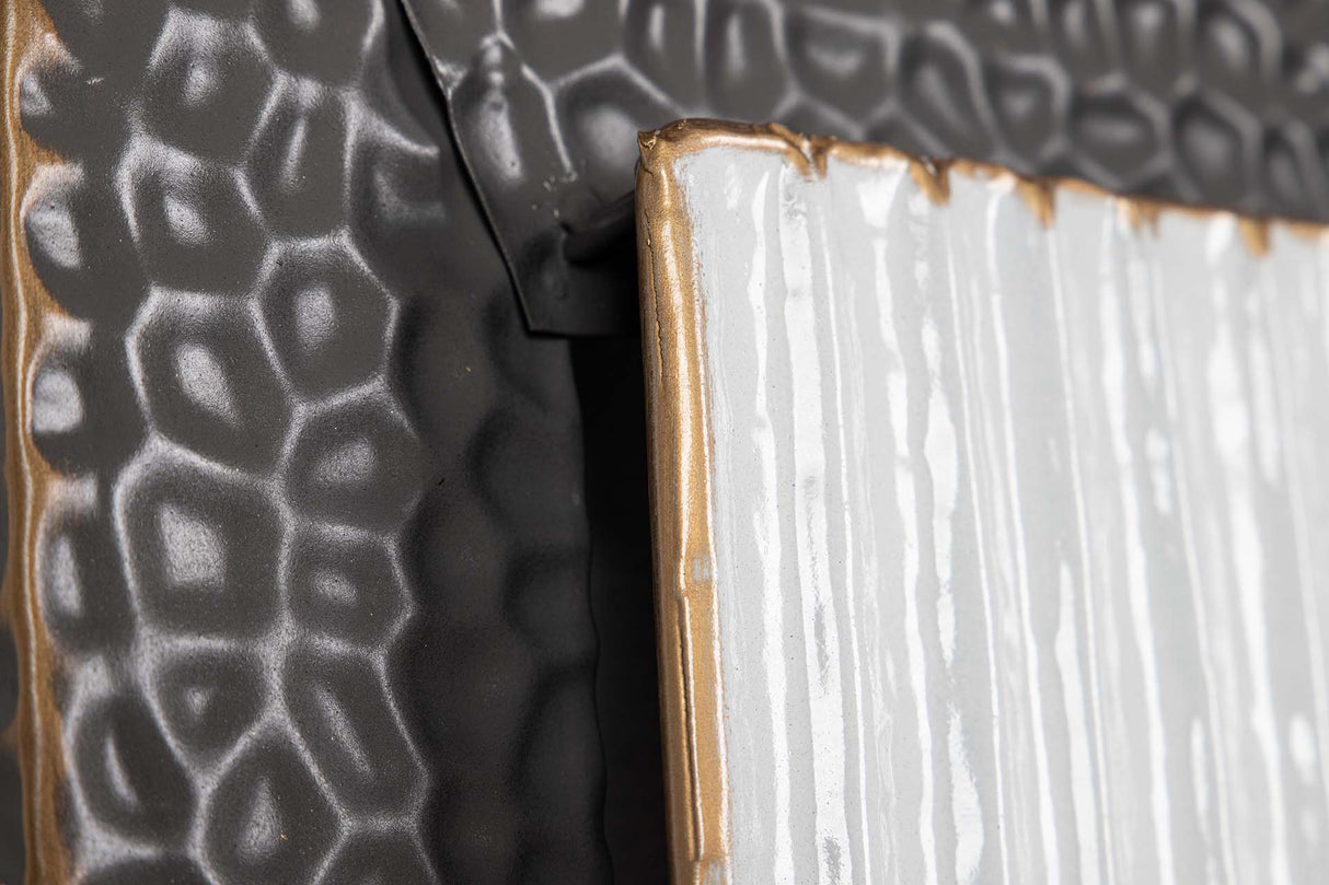 ADORNO PARED METAL BLANCO GRIS 50x6x90 CM