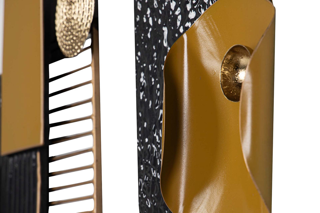 ADORNO PARED METAL NEGRO BLANCO 88x5x60 CM