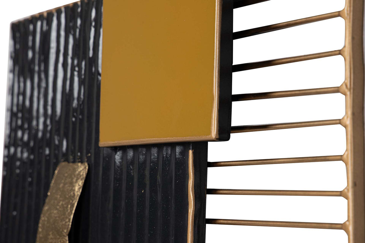 ADORNO PARED METAL NEGRO BLANCO 88x5x60 CM