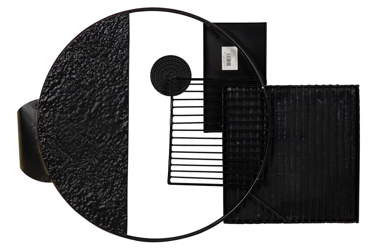 ADORNO PARED METAL NEGRO BLANCO 88x5x60 CM