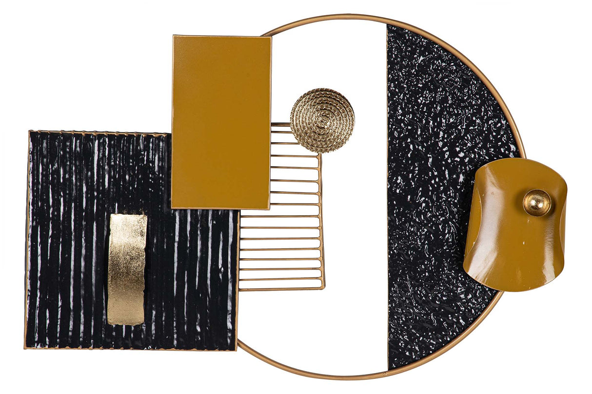 ADORNO PARED METAL NEGRO BLANCO 88x5x60 CM