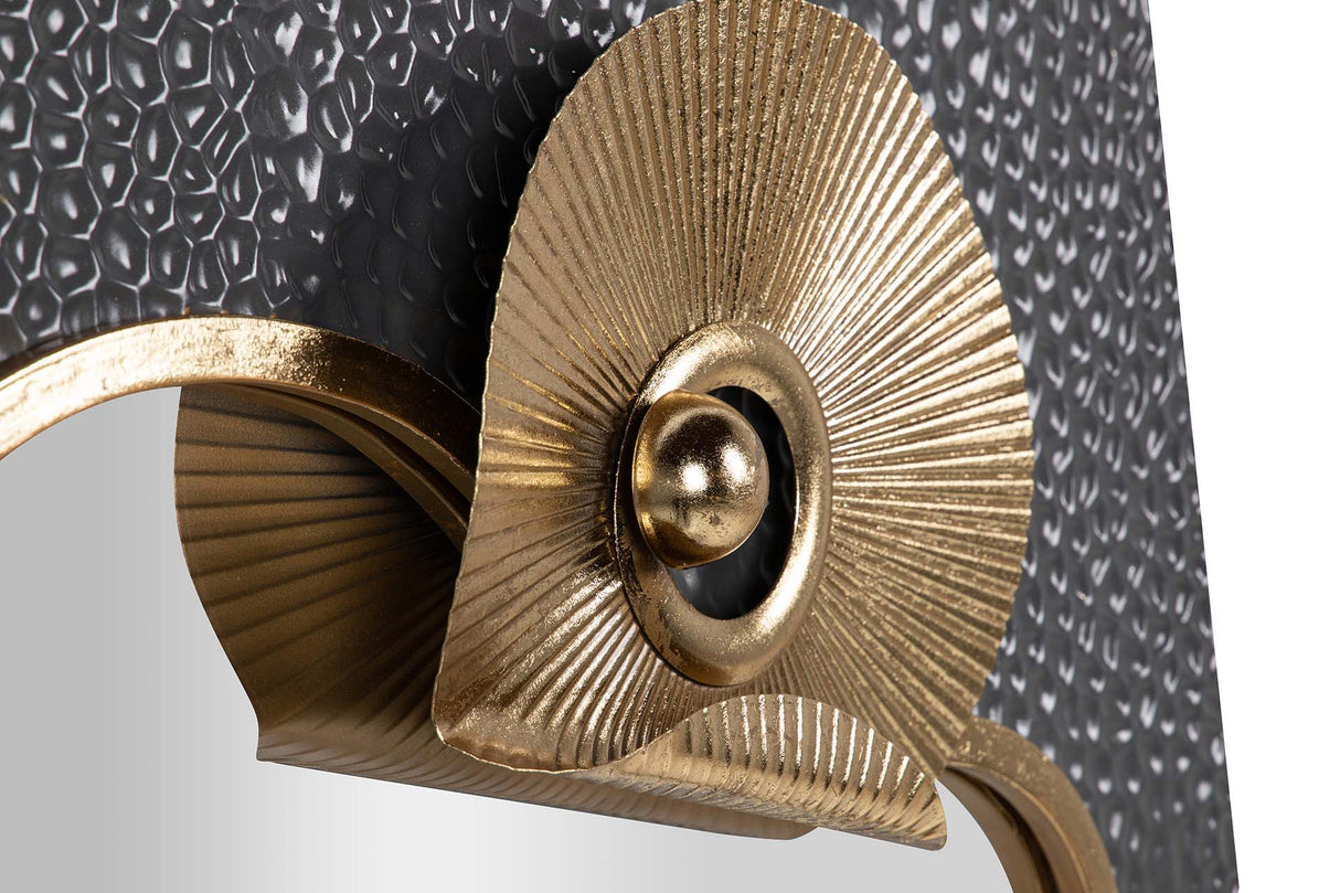 ADORNO PARED METAL ESPEJO GRIS DORADO 80x7x72 CM