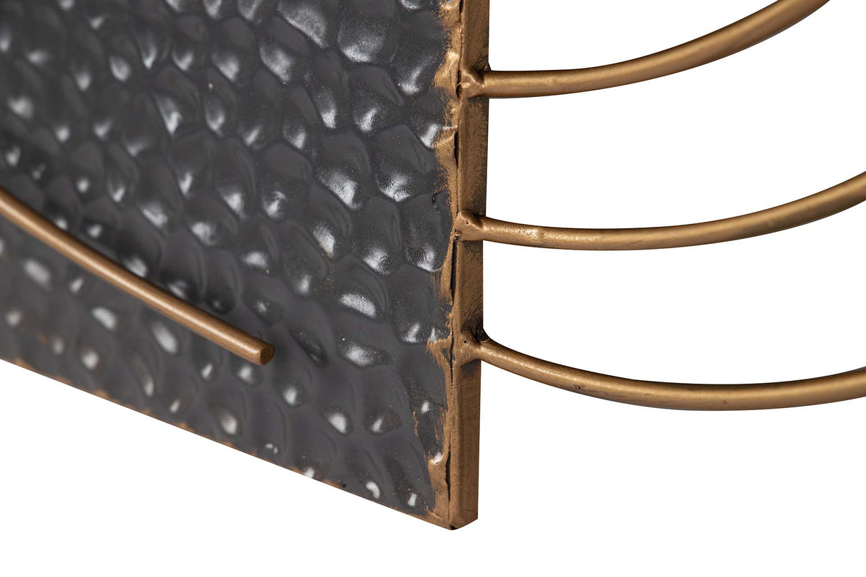 ADORNO PARED METAL ESPEJO GRIS DORADO 80x7x72 CM