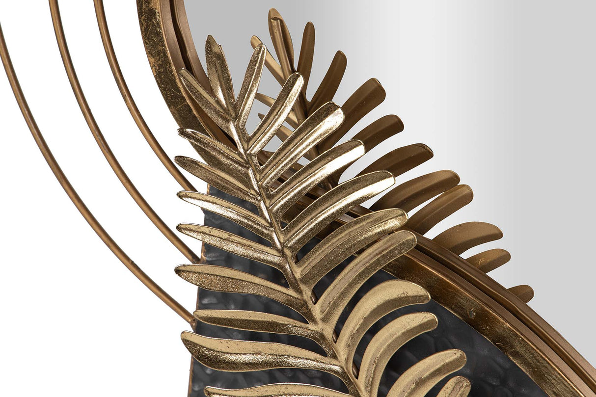 ADORNO PARED METAL ESPEJO GRIS DORADO 80x7x72 CM