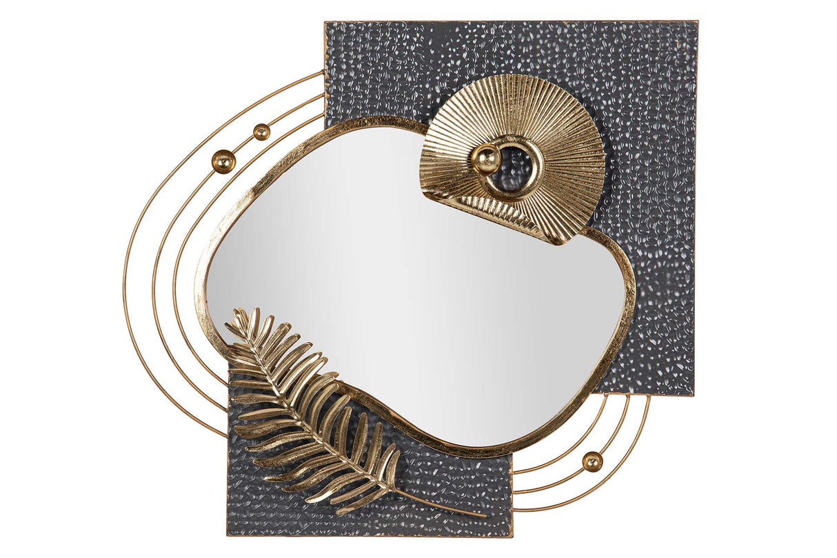 Mur de miroir gris doré 80x7x72 cm