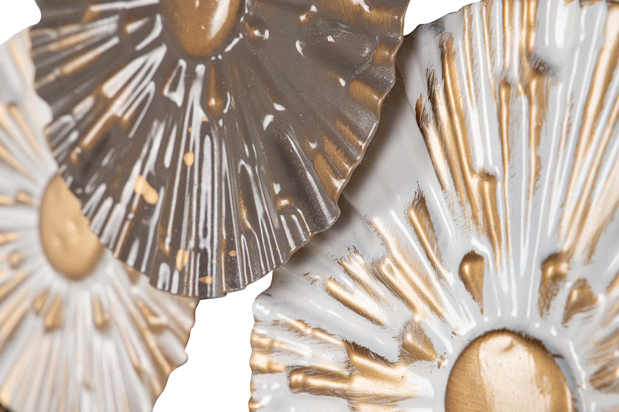 ADORNO PARED METAL BLANCO MARRÓN 91x5x50 CM