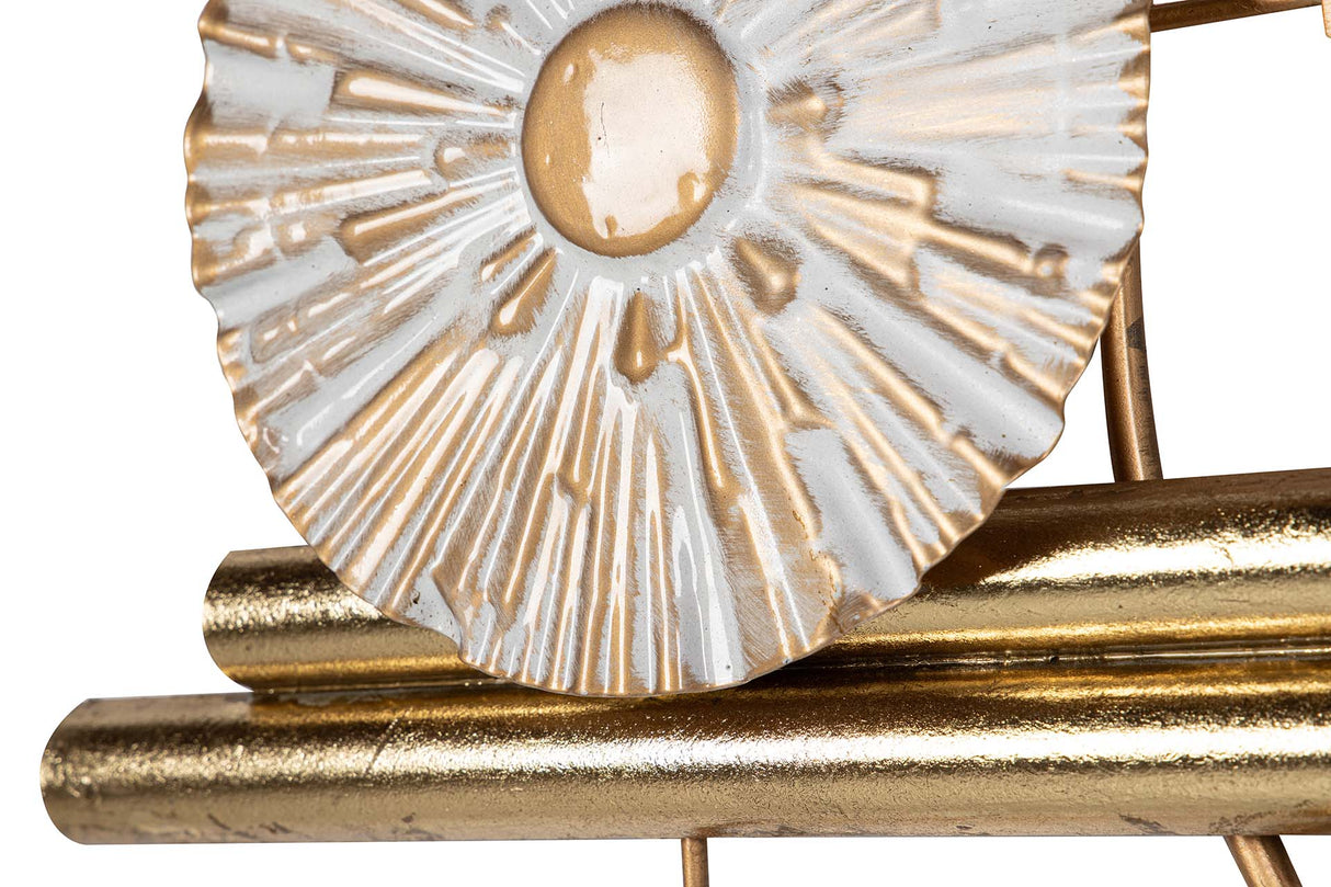 ADORNO PARED METAL BLANCO MARRÓN 91x5x50 CM