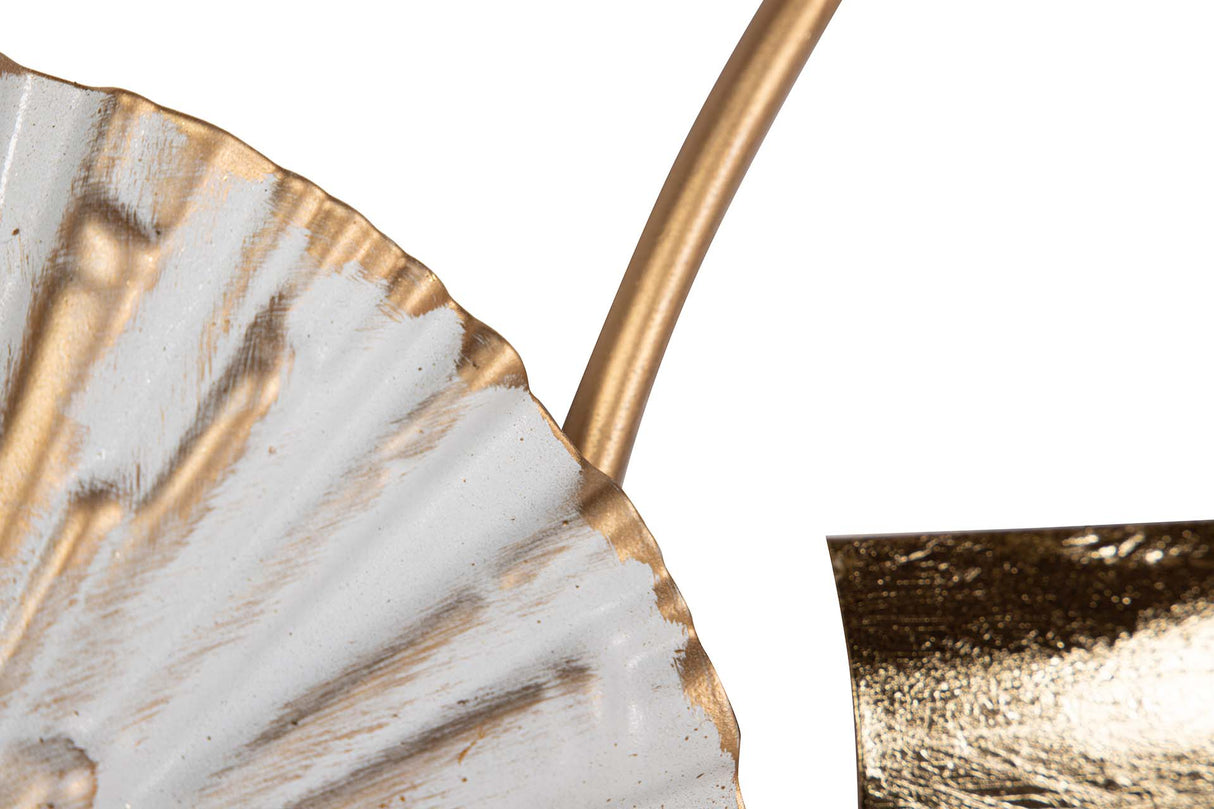 ADORNO PARED METAL BLANCO MARRÓN 91x5x50 CM