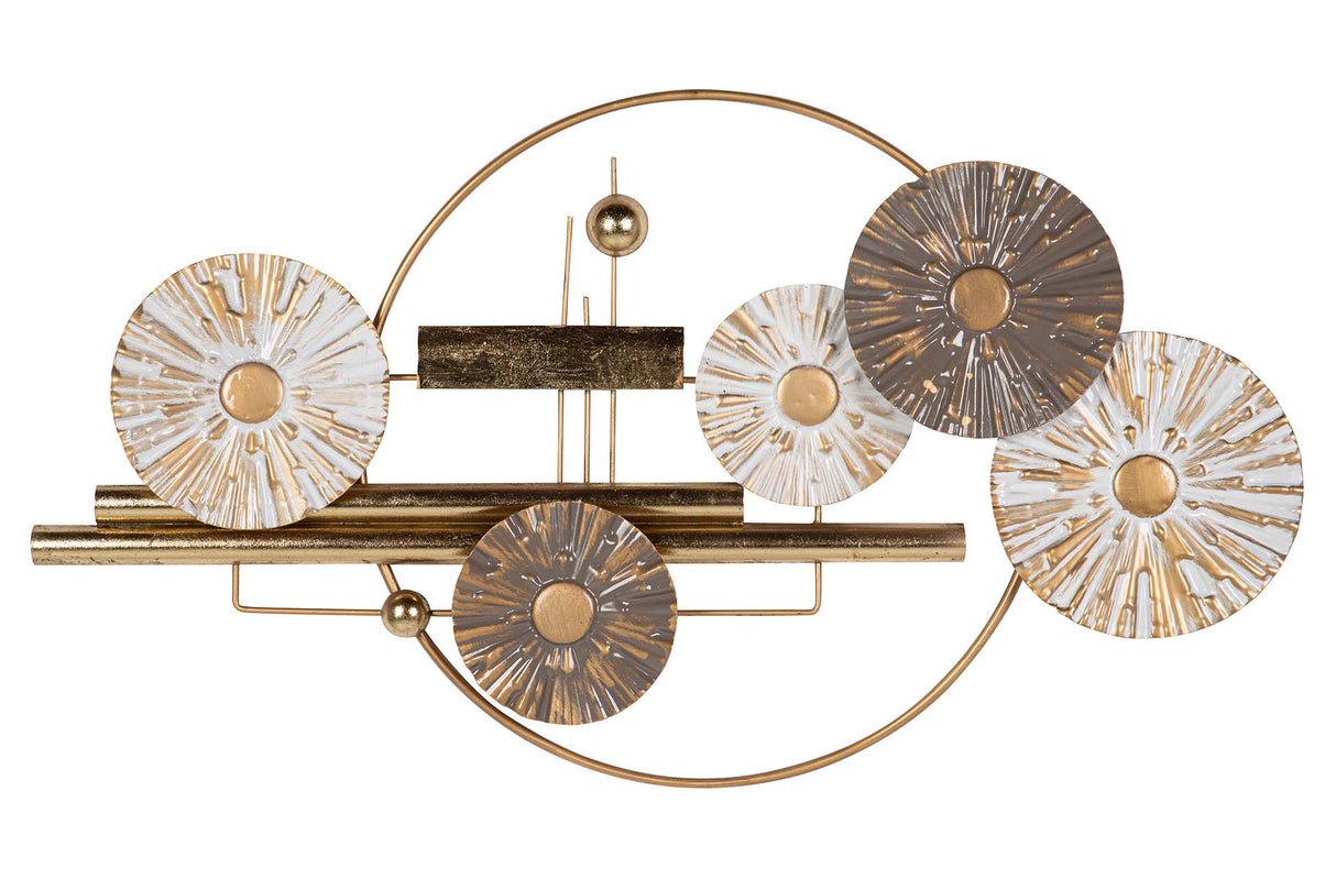 ADORNO PARED METAL BLANCO MARRÓN 91x5x50 CM