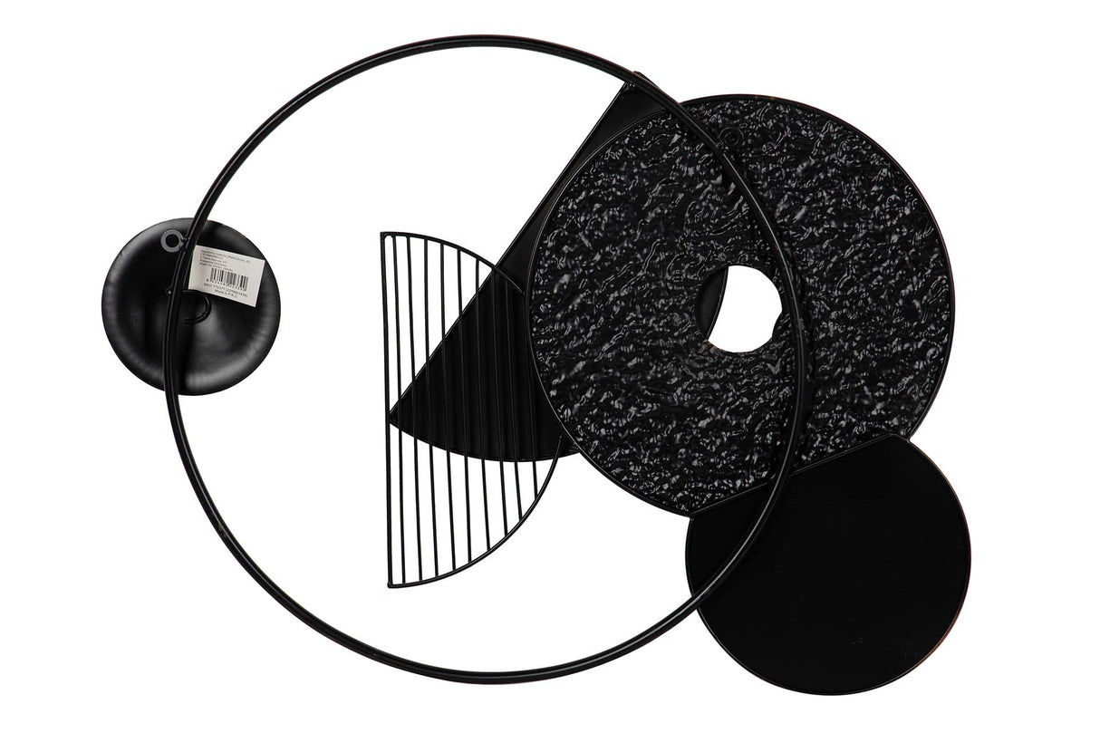 ADORNO PARED METAL BLANCO NEGRO 71x6x59 CM