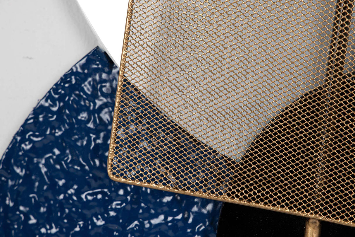 ADORNO PARED METAL AZUL BLANCO 84x3x42 CM