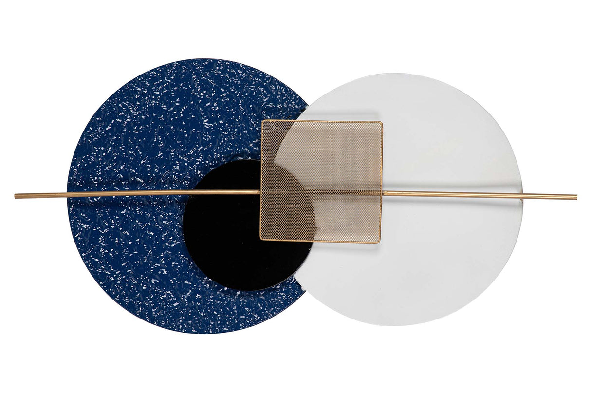 ADORNO PARED METAL AZUL BLANCO 84x3x42 CM