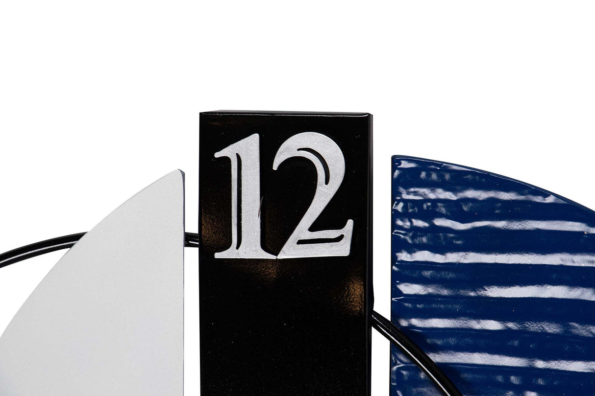 Blaue Metallwanduhr 62x6x57 cm