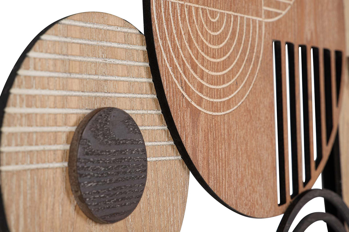 ADORNO PARED MADERA MARRÓN NEGRO 107x3x50 CM