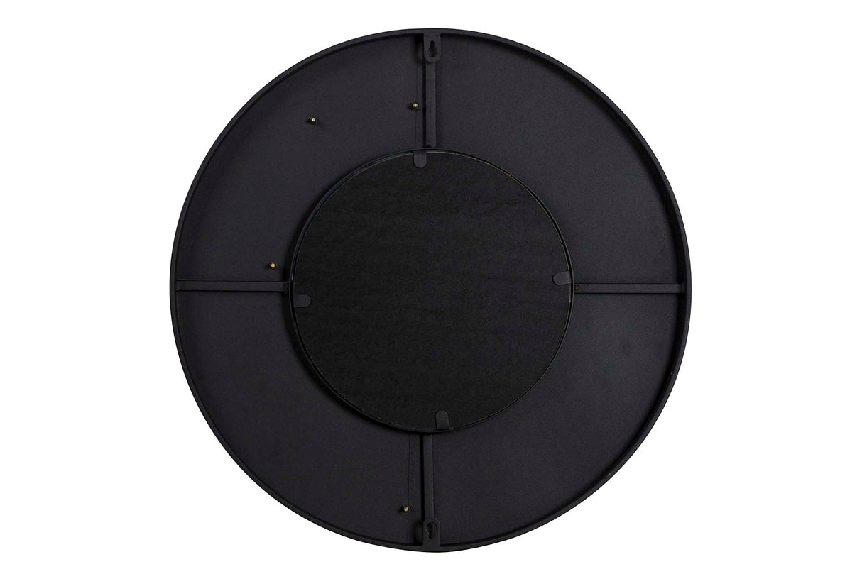 Espelho de metal redondo preto 90x3x90 cm