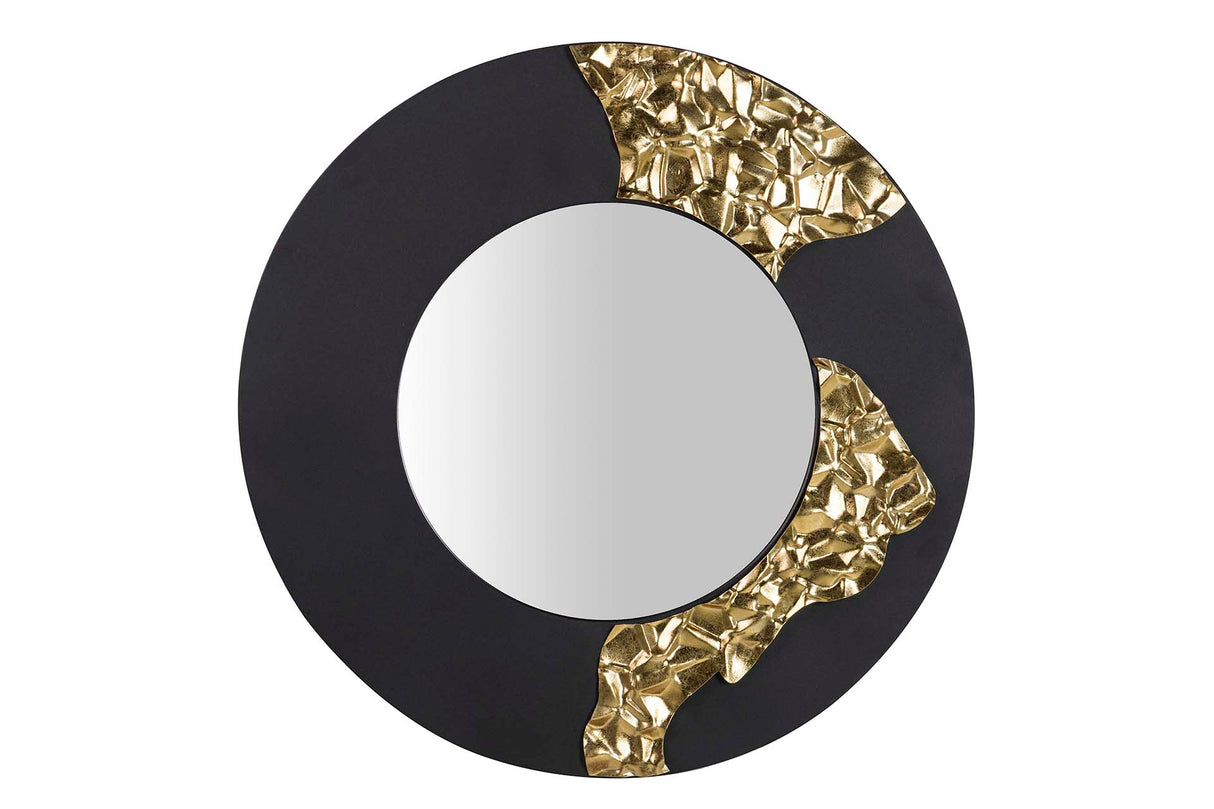 Espelho de metal redondo preto 90x3x90 cm