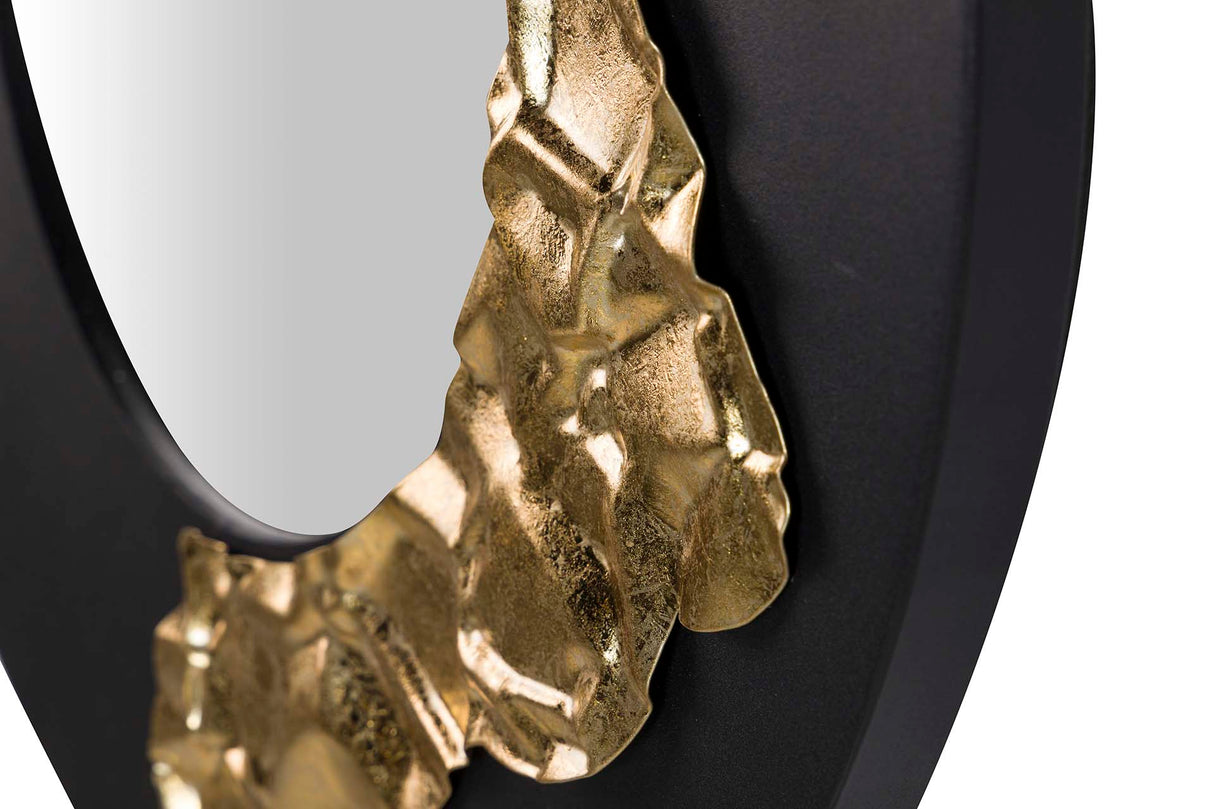 Espelho redondo preto dourado 50x3x50 cm