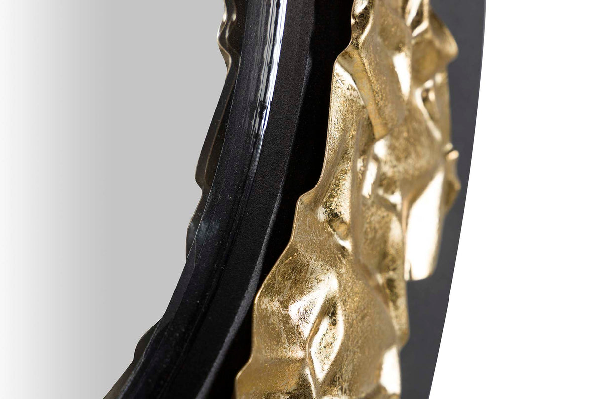 Espelho redondo preto dourado 50x3x50 cm