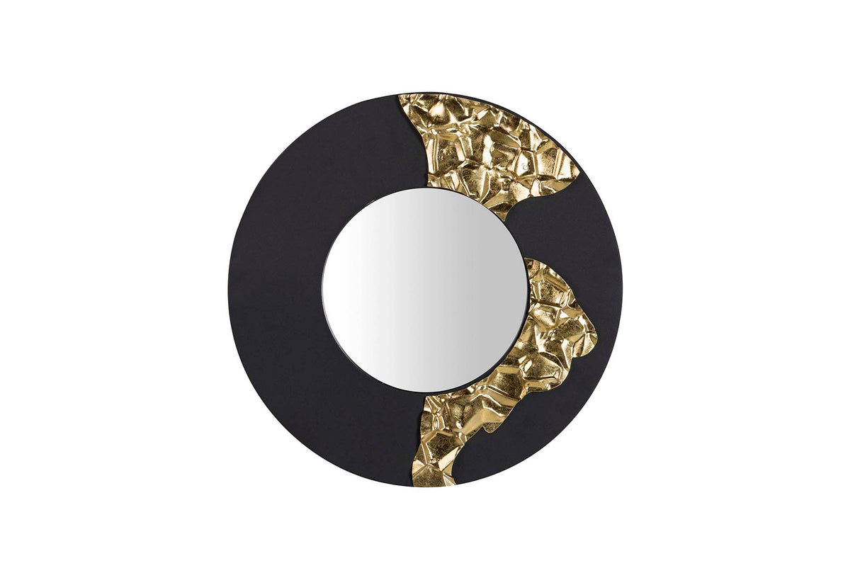 Espelho redondo preto dourado 50x3x50 cm