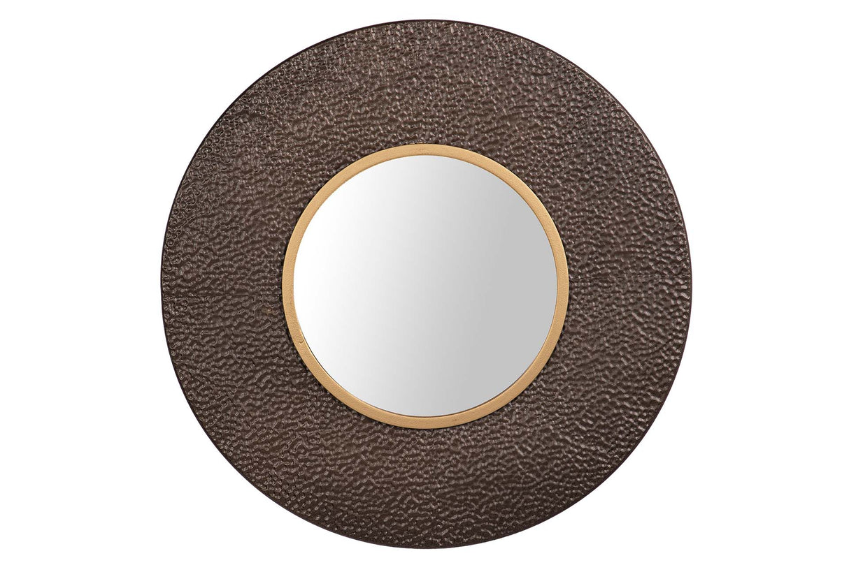 ESPEJO METAL REDONDO MARRÓN DORADO 85x8x85 CM