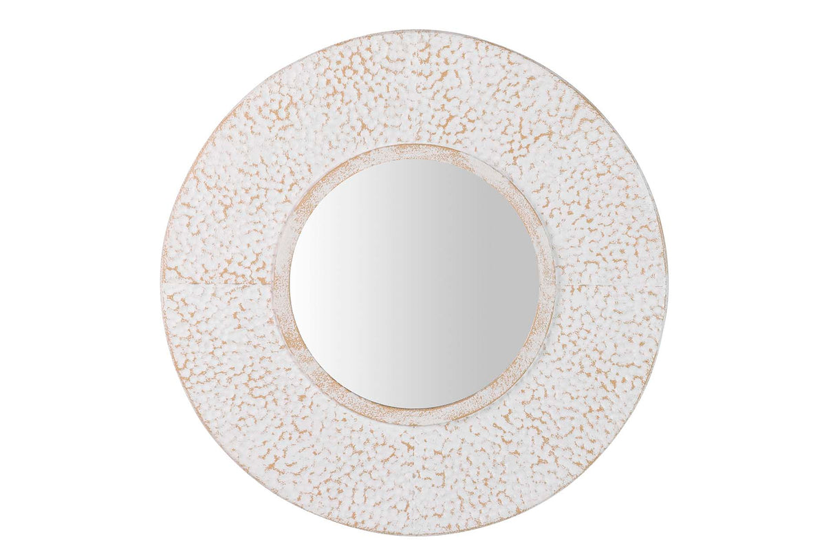 Espelho de metal redondo bege 85x8x85 cm