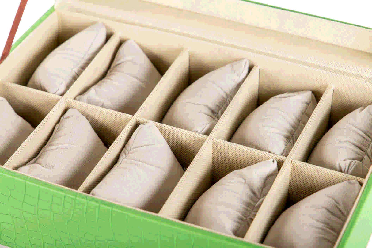 Caixa 10 relógios pu 28x18x10 cm