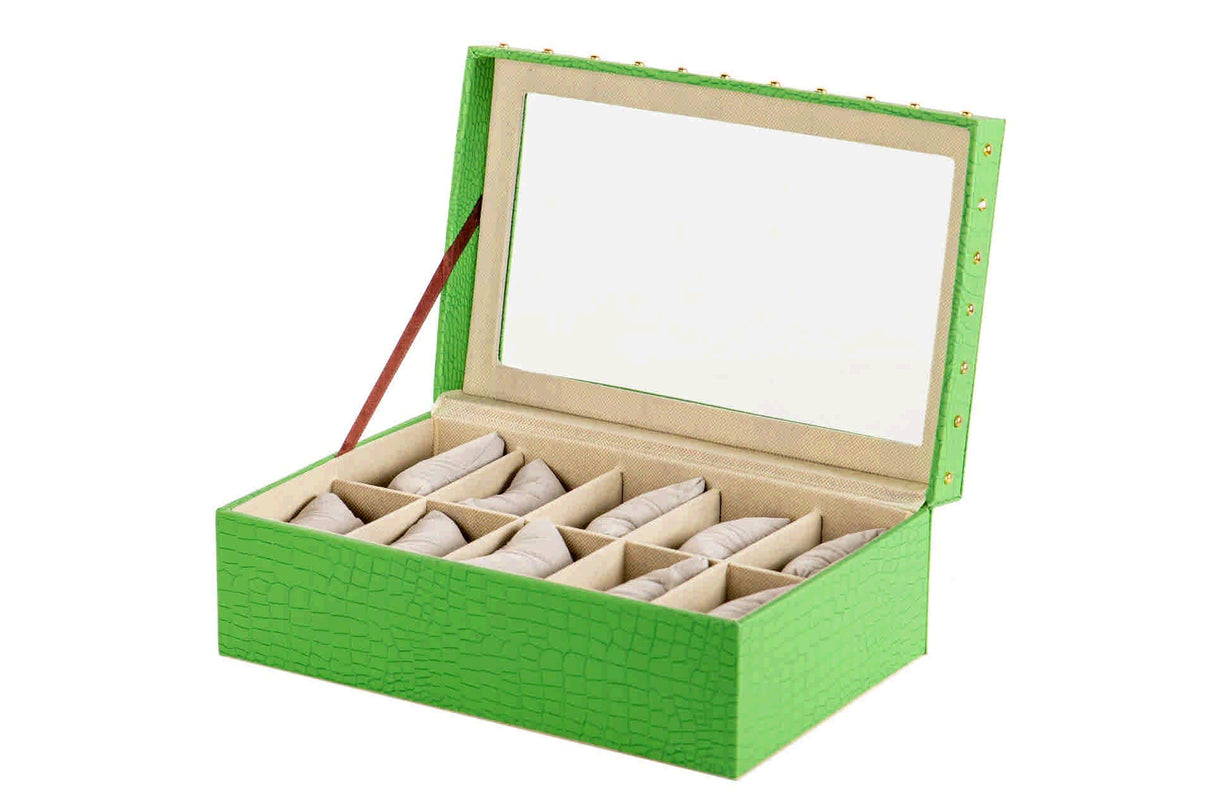 Caixa 10 relógios pu 28x18x10 cm