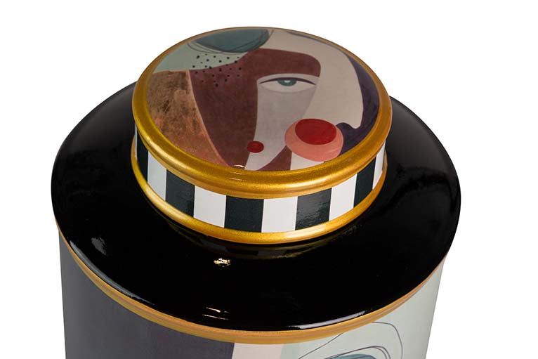 Keramik Tibor Gesicht 17x17x32 cm