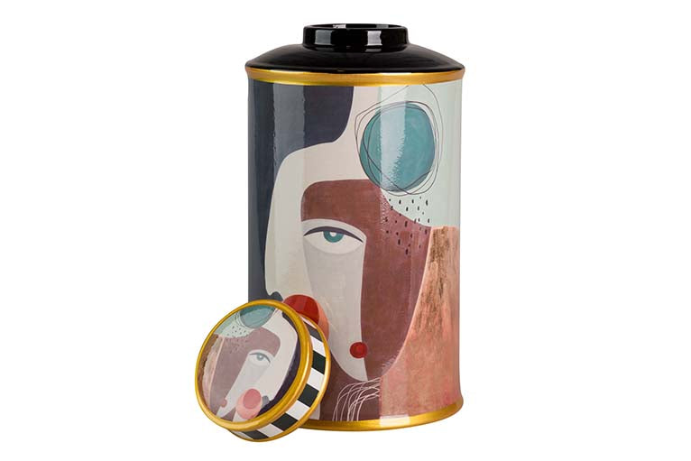 Keramik Tibor Gesicht 17x17x32 cm