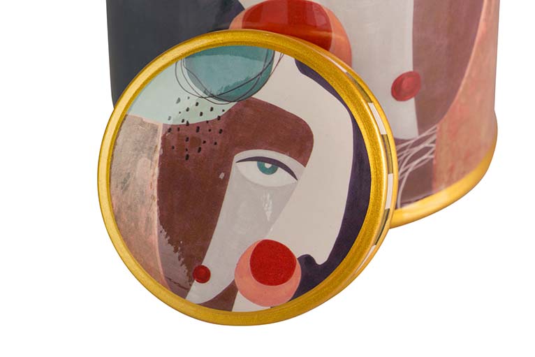 Keramik Tibor Gesicht 17x17x32 cm