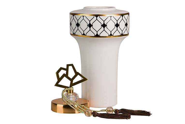 Tibor de cerâmica geométrica 16x16x37 cm