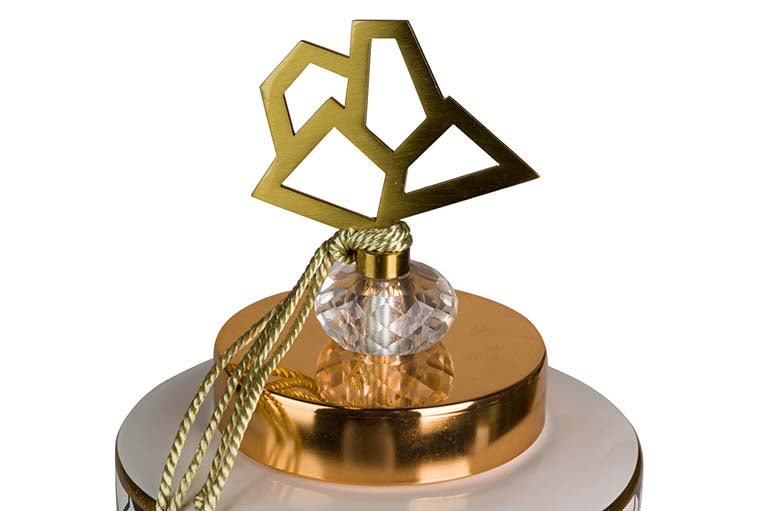 Tibor de cerâmica geométrica 16x16x37 cm