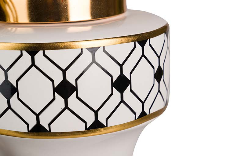 Tibor de cerâmica geométrica 16x16x37 cm