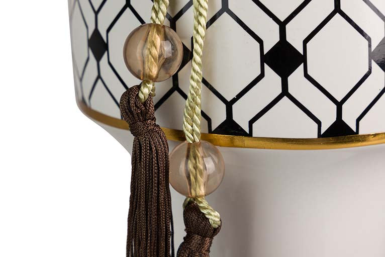 Tibor de cerâmica geométrica 16x16x37 cm