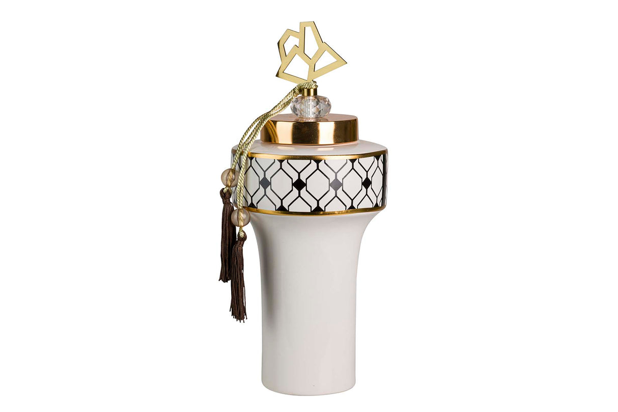 Tibor de cerâmica geométrica 16x16x37 cm