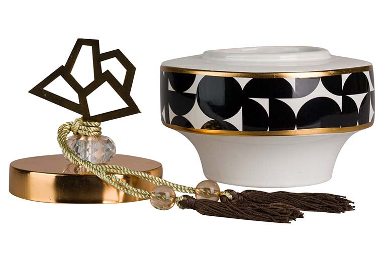 18x18x22 cm Tibor en céramique géométrique