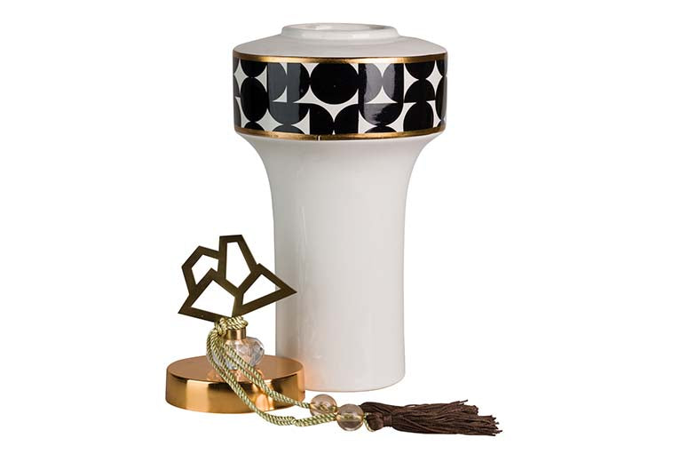 Tibor en céramique géométrique 16x16x37 cm