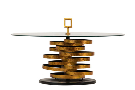 MESA AUXILIAR METAL CRISTAL DORADO YUKU 92x92x50 CM