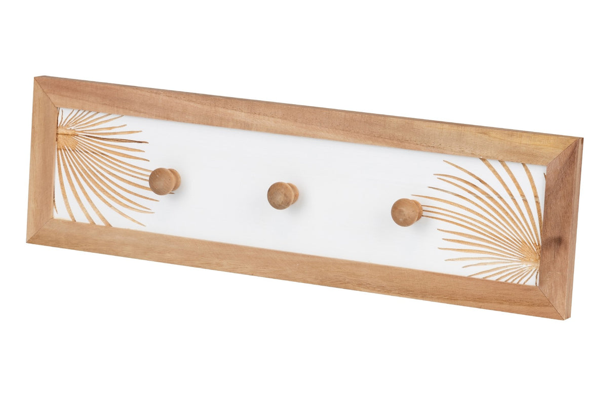 Cintre mural 3 crochets en bois taille 52x4x15 cm