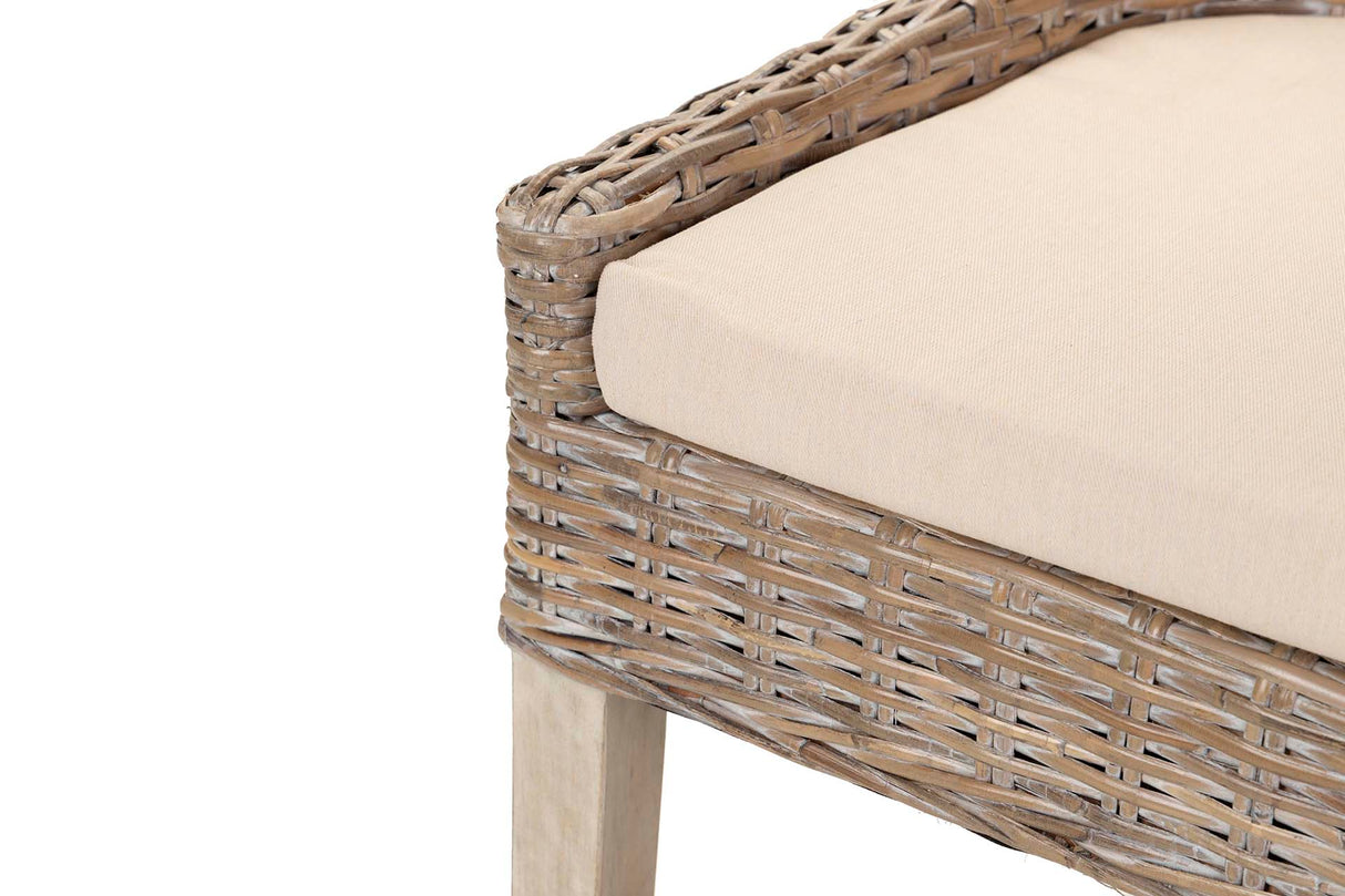SILLA RATAN LINO MADERA MARRÓN BEIGE 54x52x91 CM