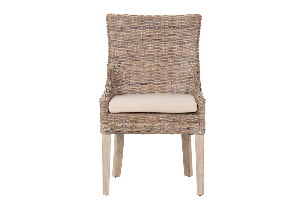 SILLA RATAN LINO MADERA MARRÓN BEIGE 54x52x91 CM