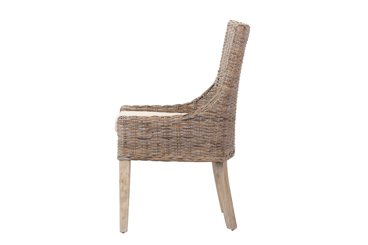 SILLA RATAN LINO MADERA MARRÓN BEIGE 54x52x91 CM