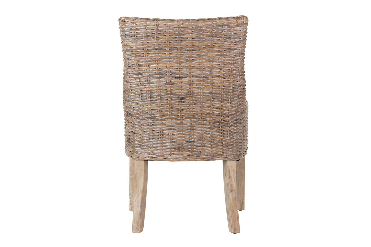 SILLA RATAN LINO MADERA MARRÓN BEIGE 54x52x91 CM
